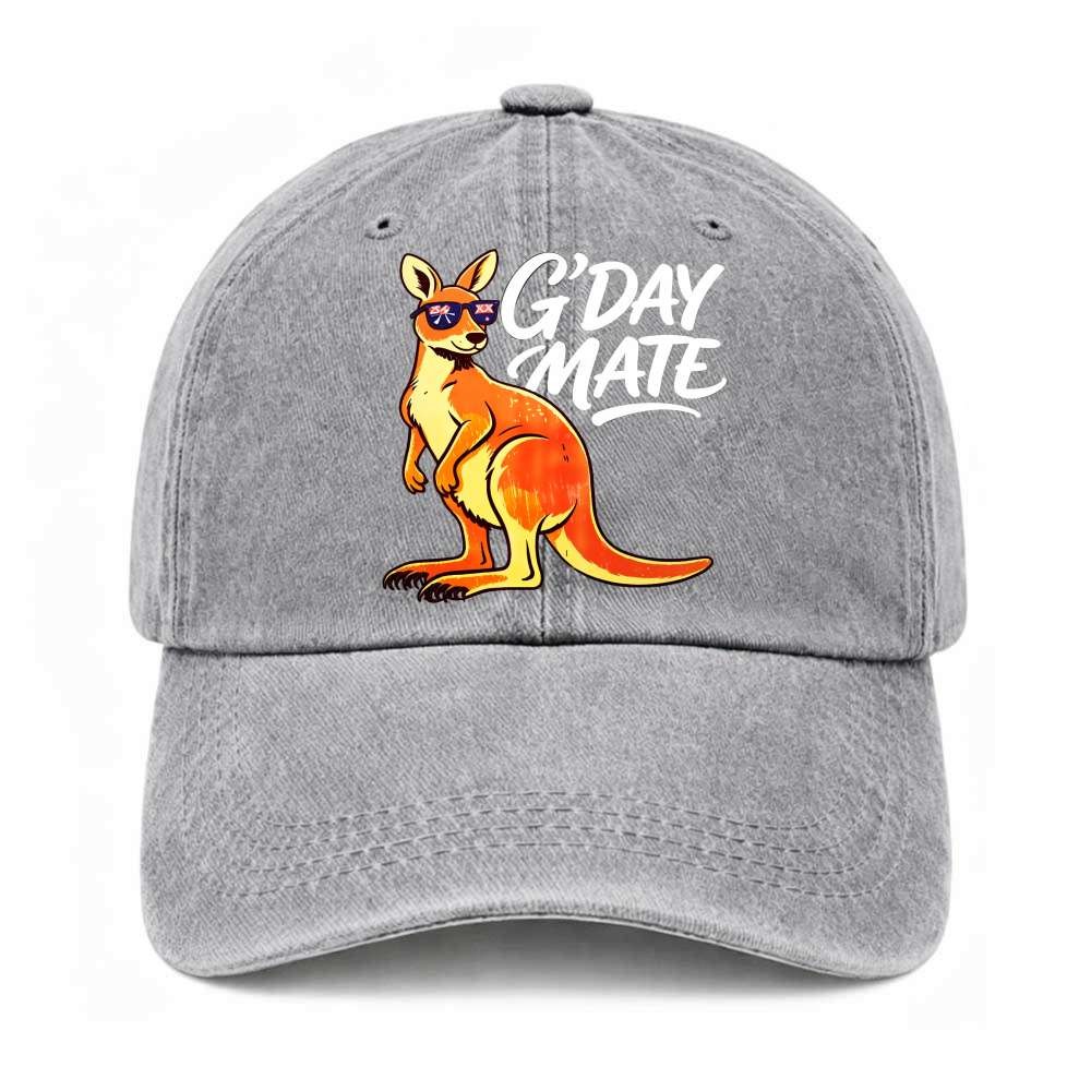 Unisex G’day Mate Australian Dad Hat Funny Kangaroo Vintage Washed Baseball Cap