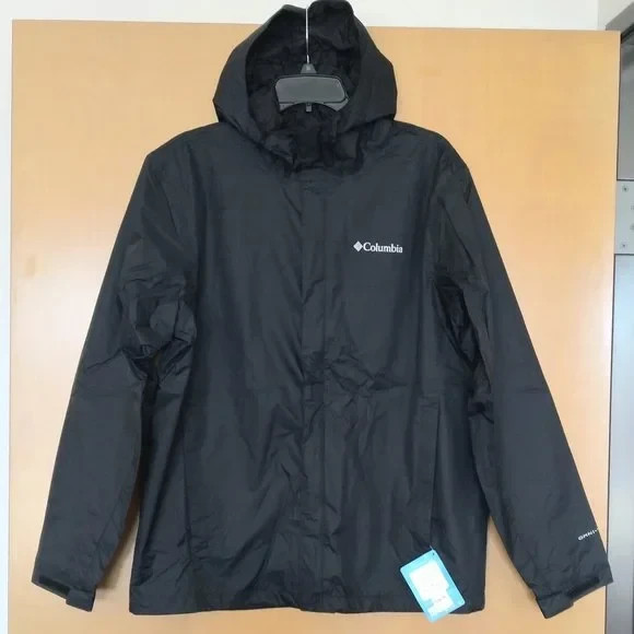 Columbia Men’s Timber Pointe II Waterproof Hooded Rain Jacket, MD – Black, NWT
