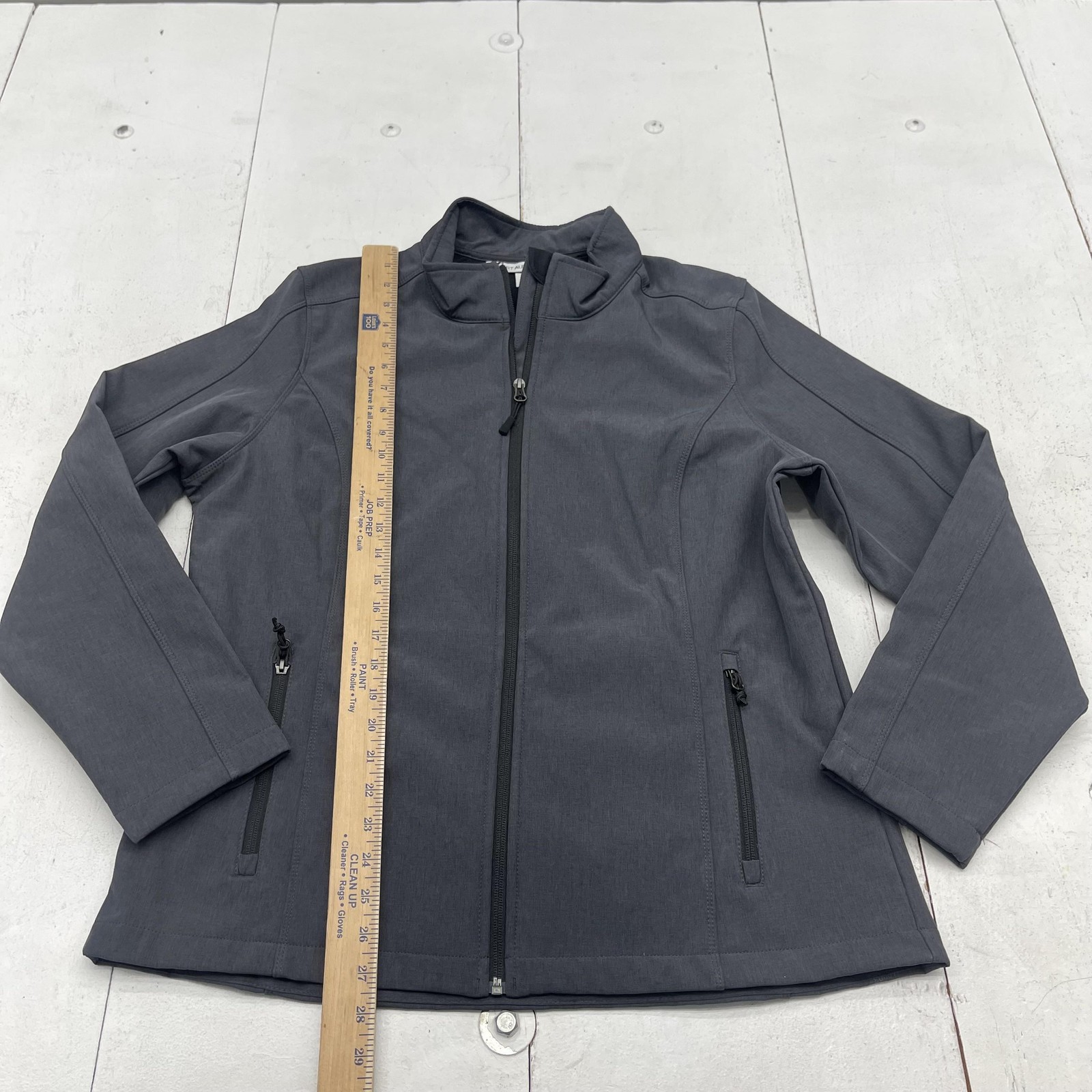 Port Authority Jacket Womens XL Gray Soft Shell Full Zip Fleece Lined Casual