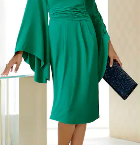 Size 2X PLUS Midnight Velvet Green Dinner Date Church Party Dalla Sheath Dress