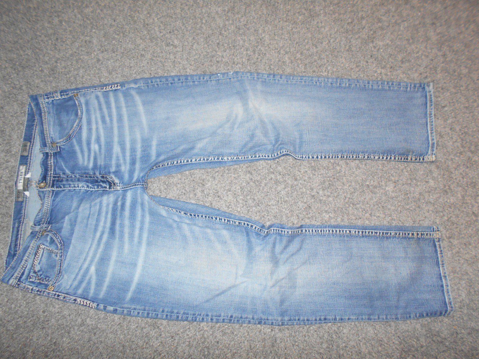 BKE BUCKLE DENIM JAKE STRAIGHT LEG MENS 38/32 FADED BLUE JEANS