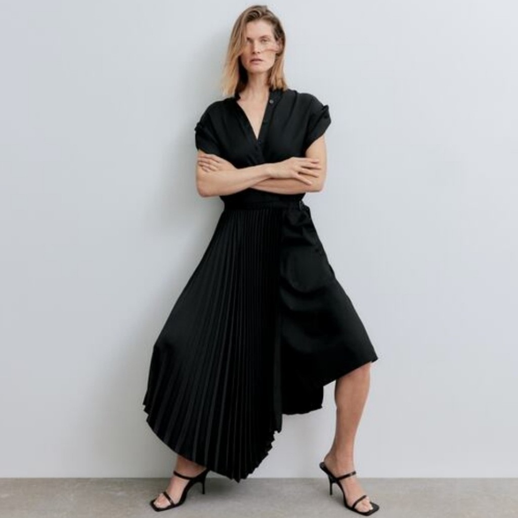NWT Zara Limited Edition Mixed Asymmetrical Shirtdress, Size M