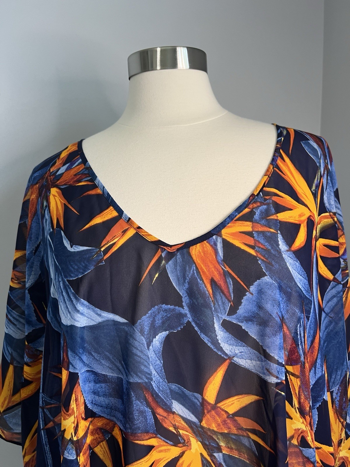 Tropical Escape Size XL Multi Floral Beach Coverup Resortwear Swim Vacation Boho