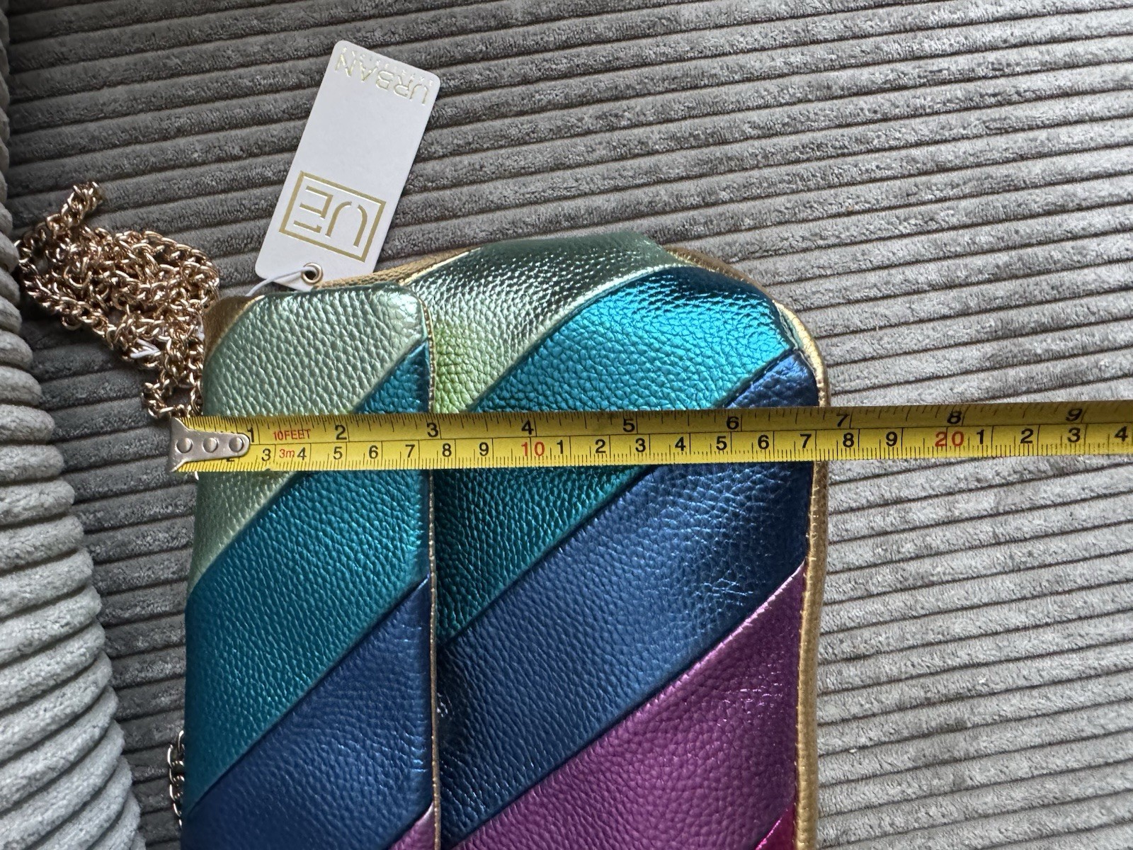 New Metallic Multi Color Gold Chain Bag Blue Silver Green Pink