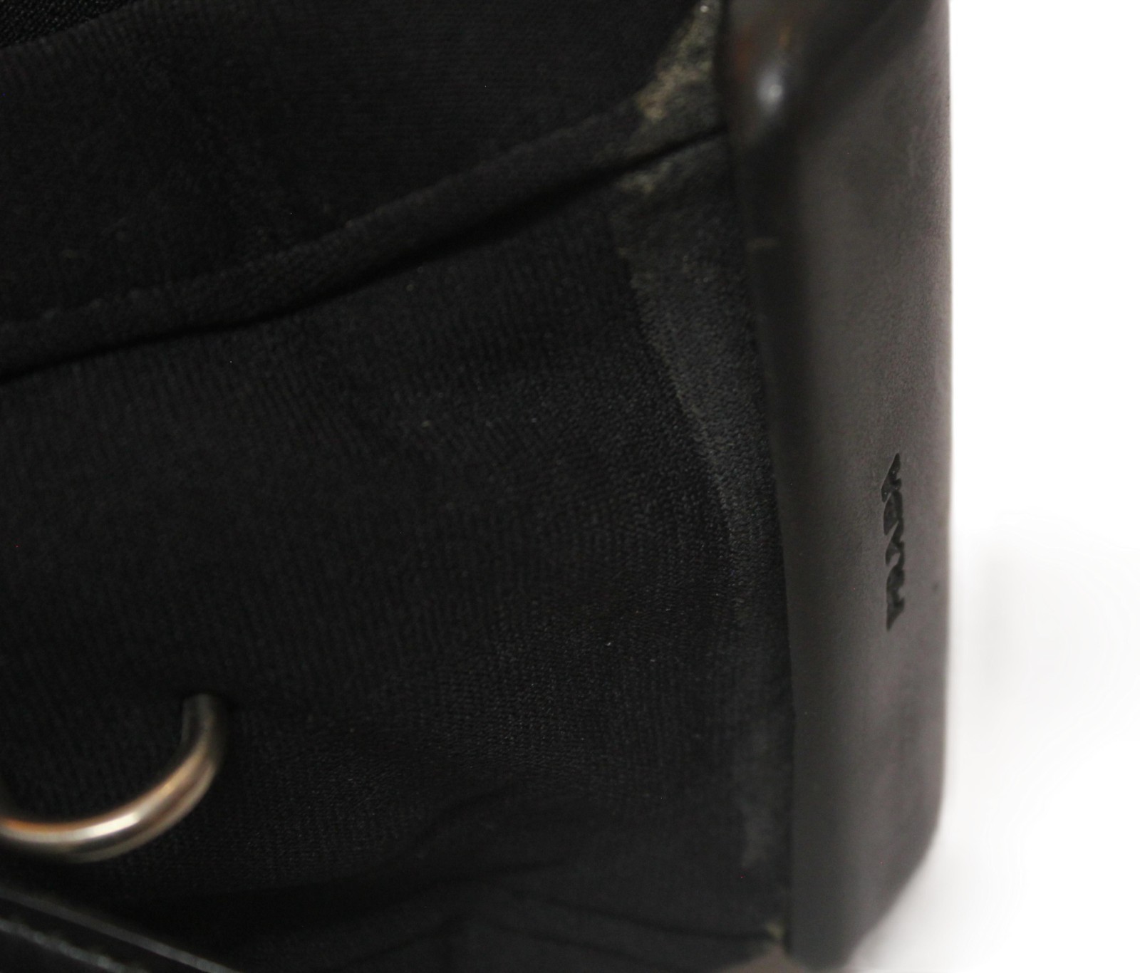 PRADA Milano Black Neoprene Hand Bag Shoulder Tote Bag Padlock System Italy