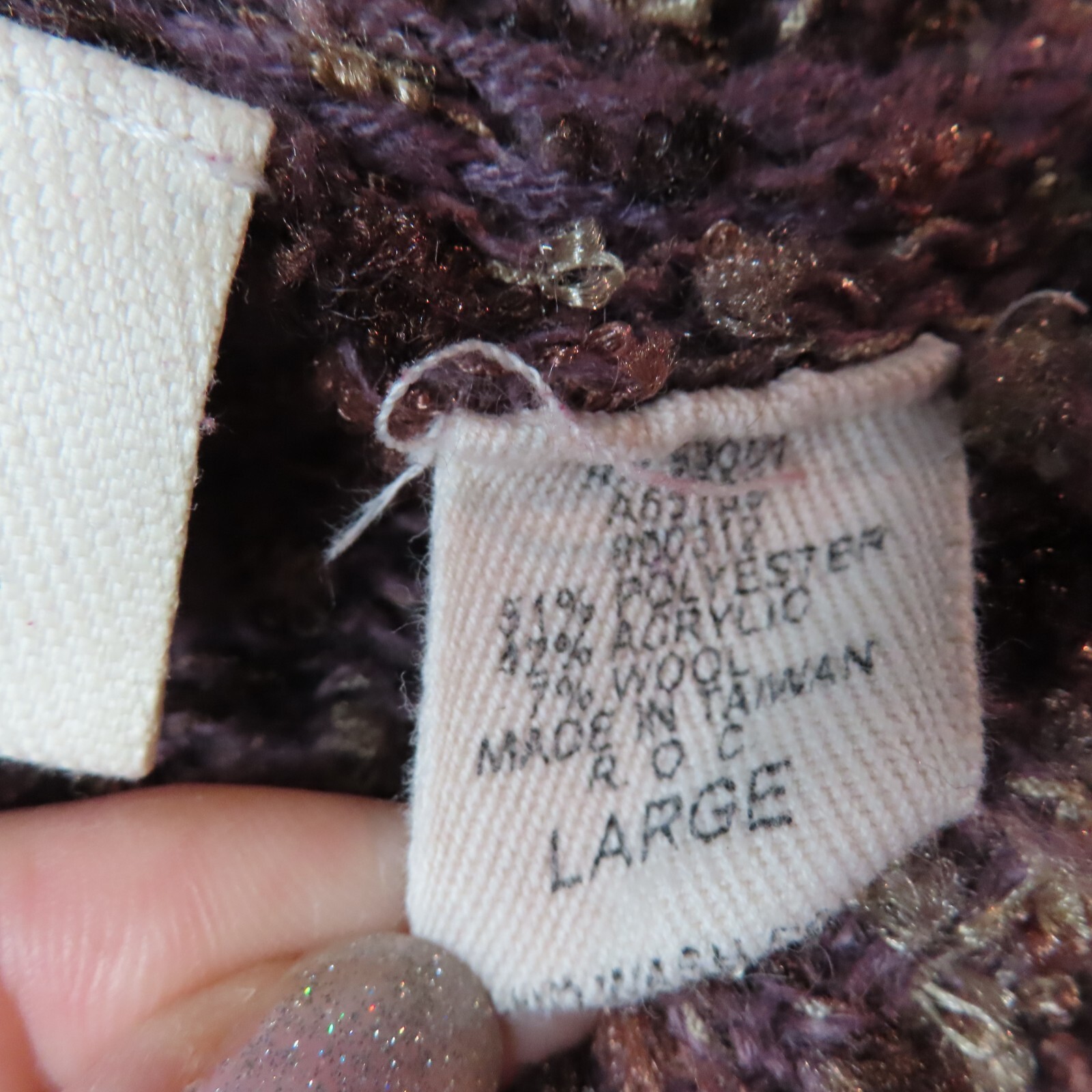 CEDAR CANYON Sweater Womens Large Purple Chunky Knit Wool Blend Outdoor VTG