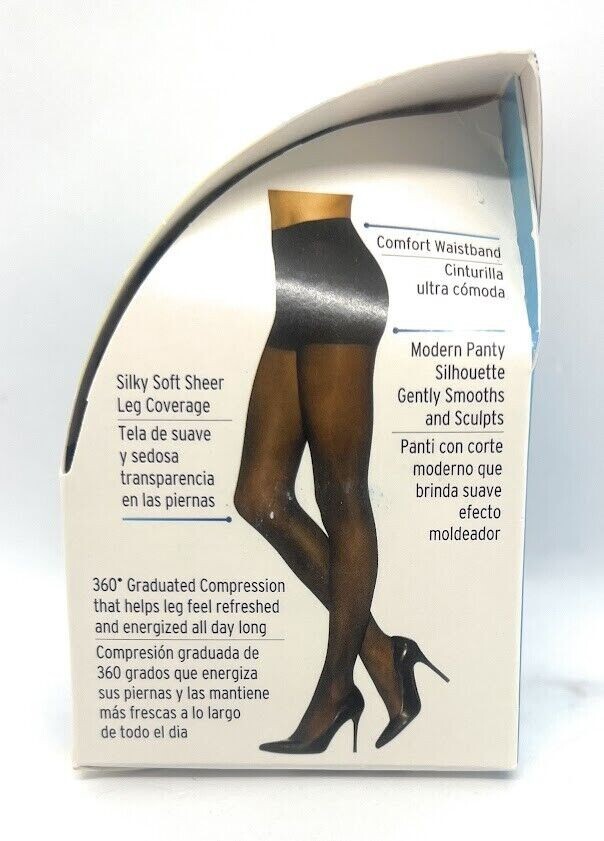 L’eggs Sheer Energy Control Top Jet Black Sheer Tights ~ B Jet Black 95698