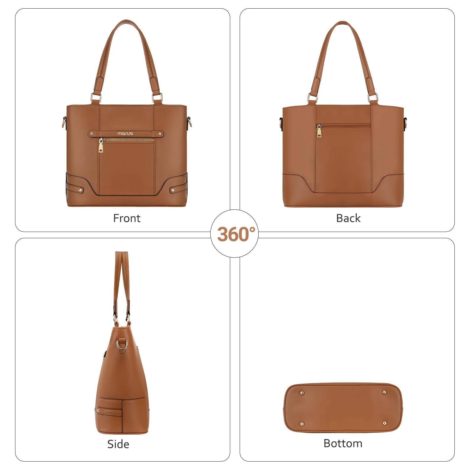 MOSISO Soft PU Leather Satchel Purses for Women, Stylish Large, Brown