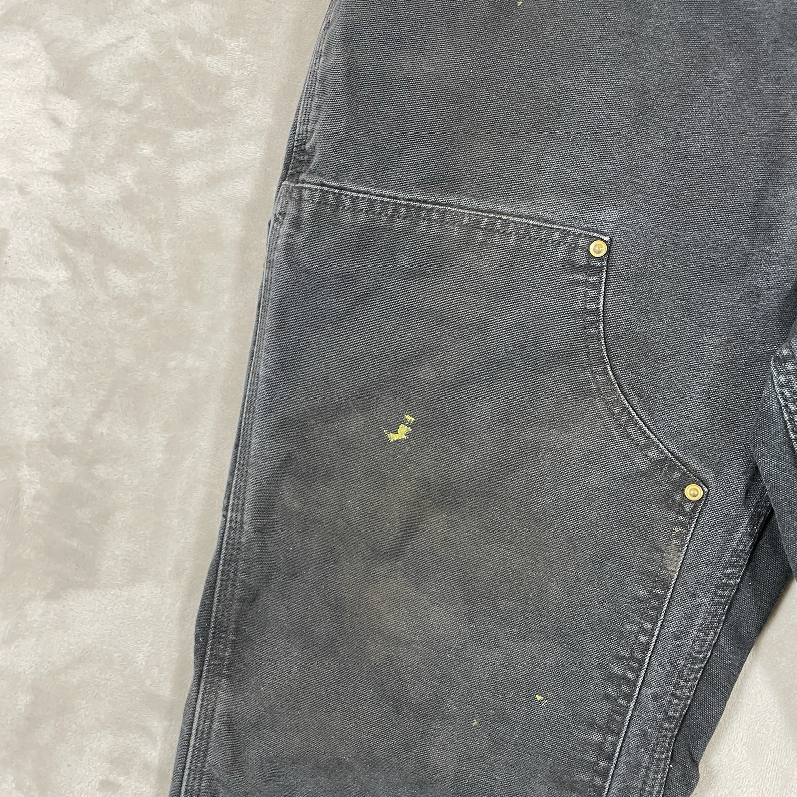 Carhartt Black Double Knee Canvas Pants Mens 34×32 (fit 32×31) B01 BLK USA Made