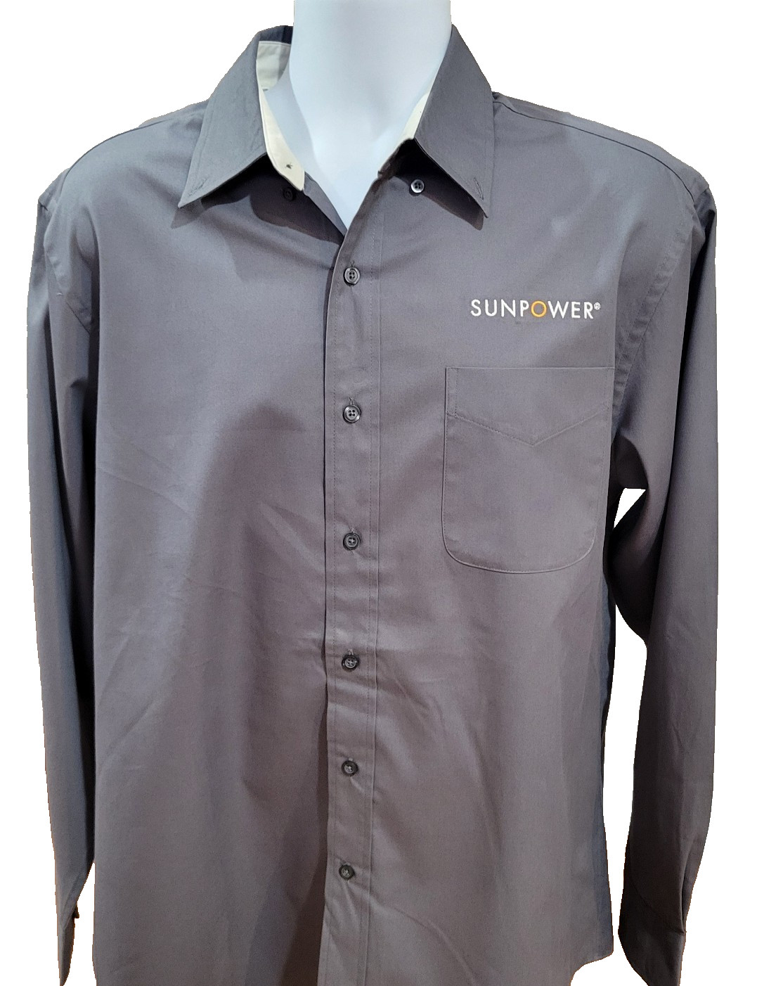 Port Authority Shirt Mens Large Gray Long Sleeve Work Button Down Sunpower New