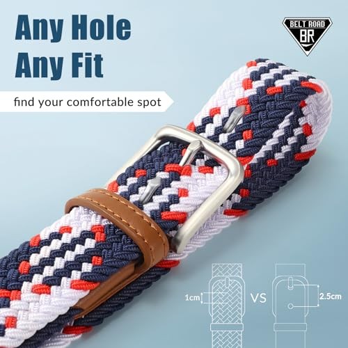 Elastic Braided Belt Men – M: 34″-38″ Stretch Adjustable Colorful-02