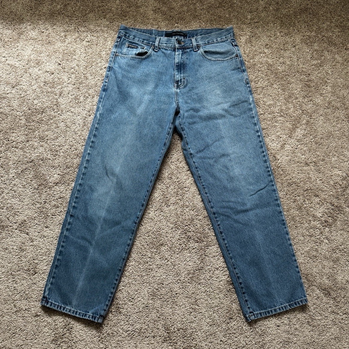 Calvin Klein Jeans Men’s Blue Medium Wash Straight Denim Cotton Vintage Cut Y2K