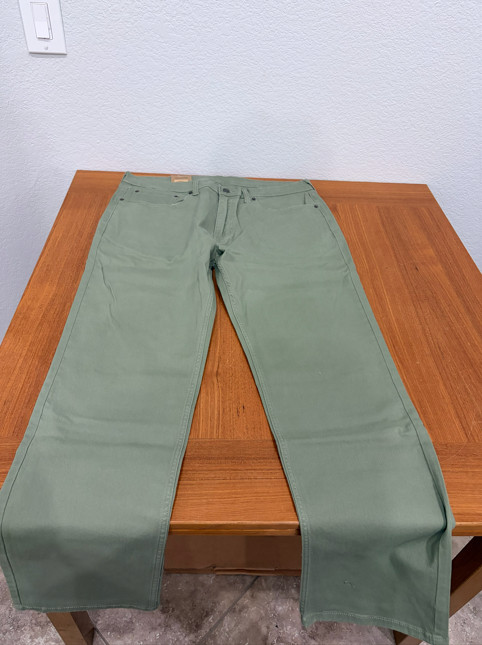 Levis 505 Jeans Men Stretch Regular Fit Zip Olive 36×32 98% cotton