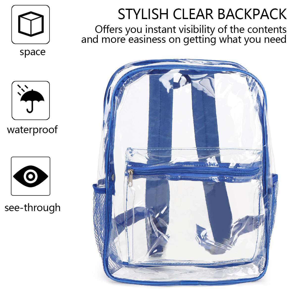 Heavy Duty Clear Backpack Waterproof Transparent Sling Bag See Through Bookbag
