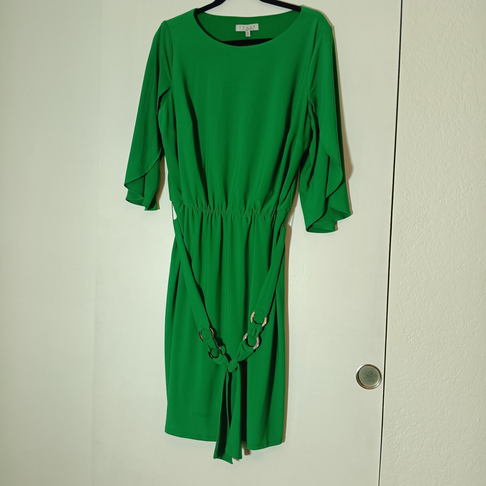VTG boho midi dress women 1X NWT green Ruffle Cottagecore Revival regency chic