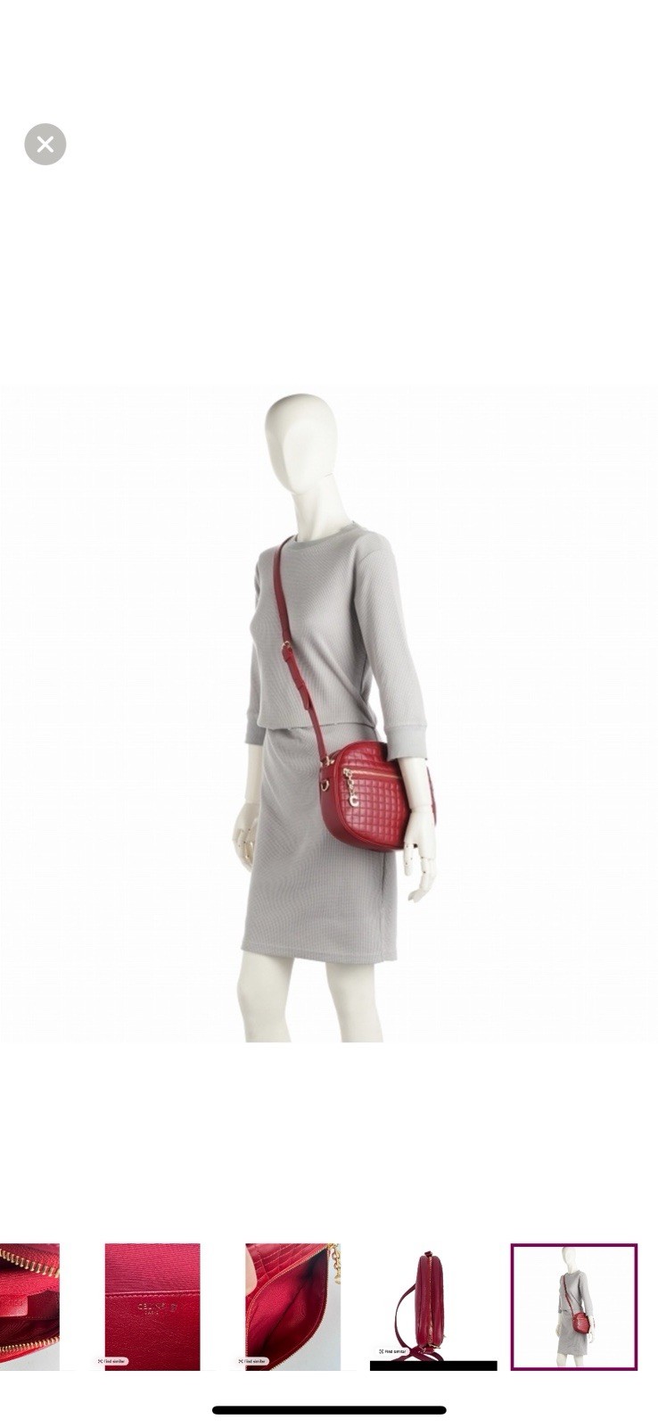 CELINE C Charm Small Crossbody Shoulder Bag Camera Red Leather Women’s Used