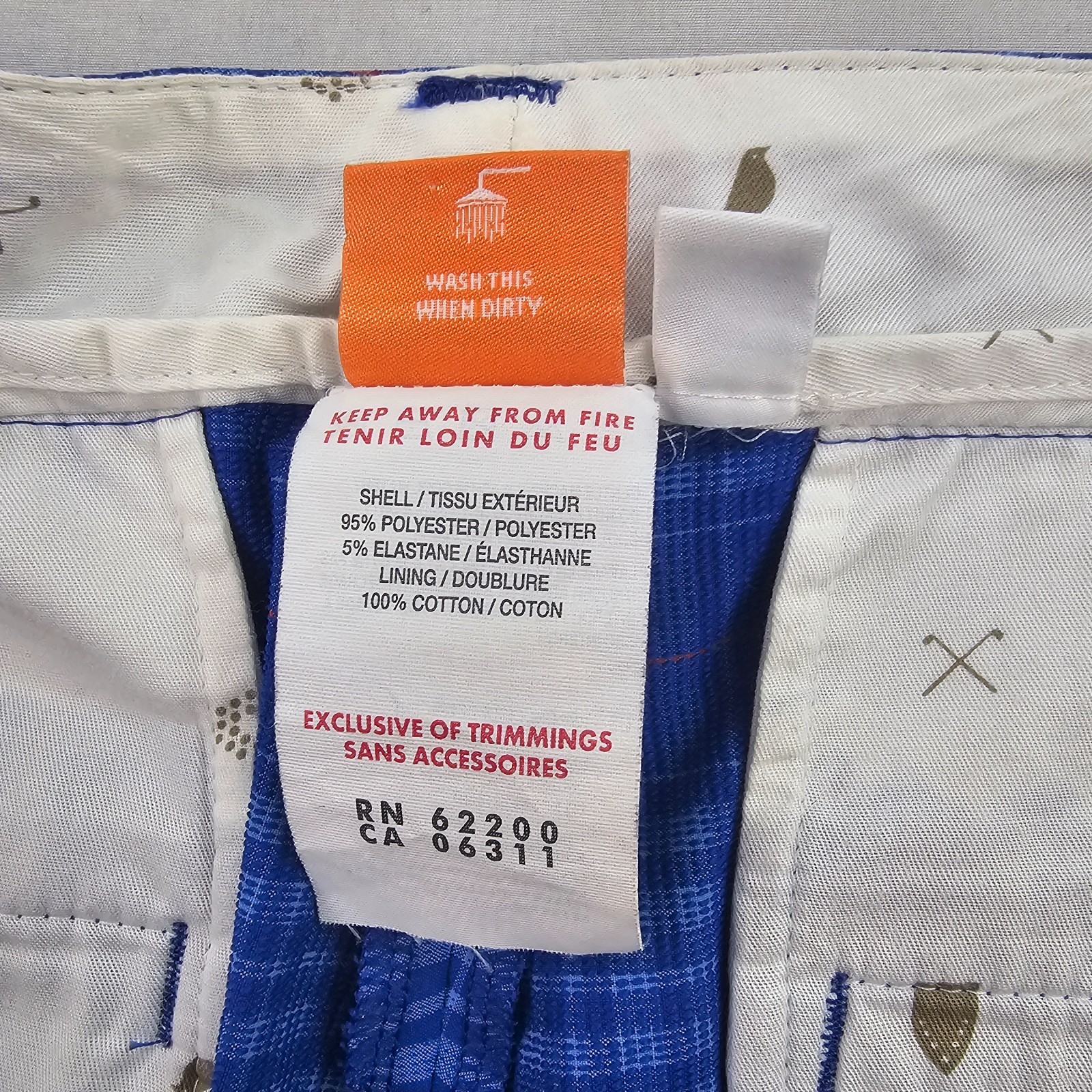 Cobra Puma golf pants mens W 32 L 32 blue check cotton 561635 pockets zip