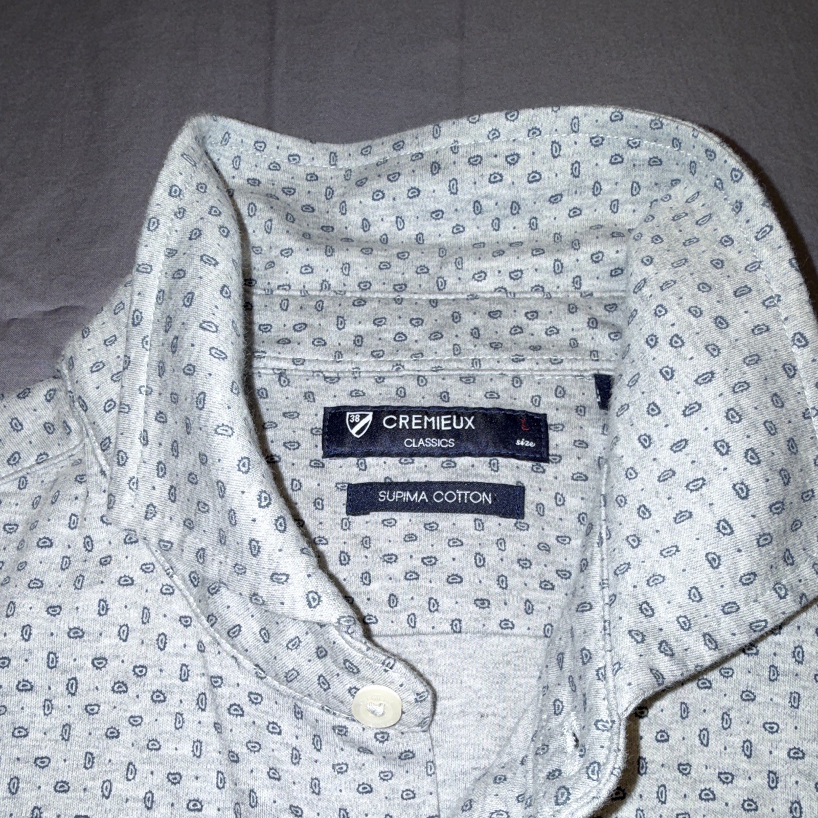 Cremieux Classics Men’s L Gray/Blue 100% Supima Cotton Button-Up Shirt