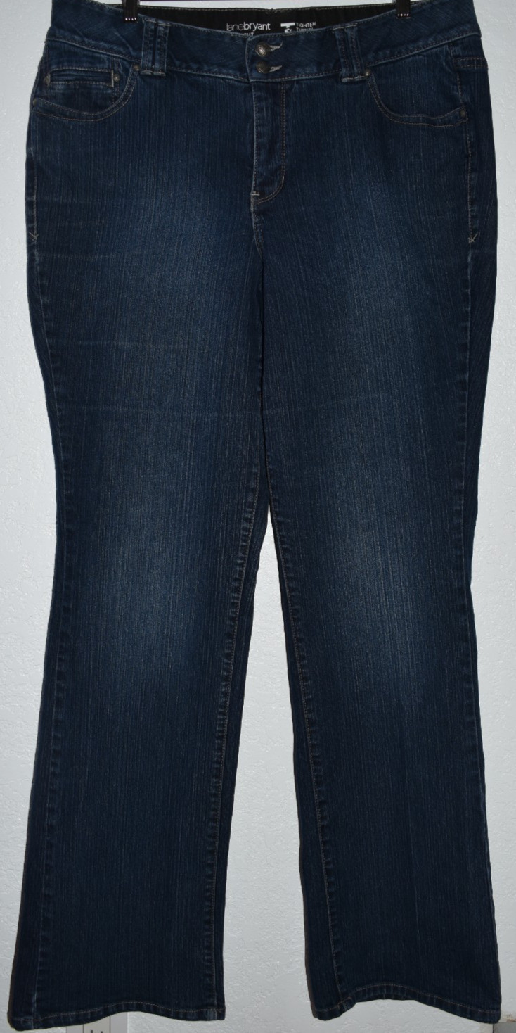 Lane Bryant Tighter Tummy Technology 18 LONG Blue Denim Jeans Stretch Comfort