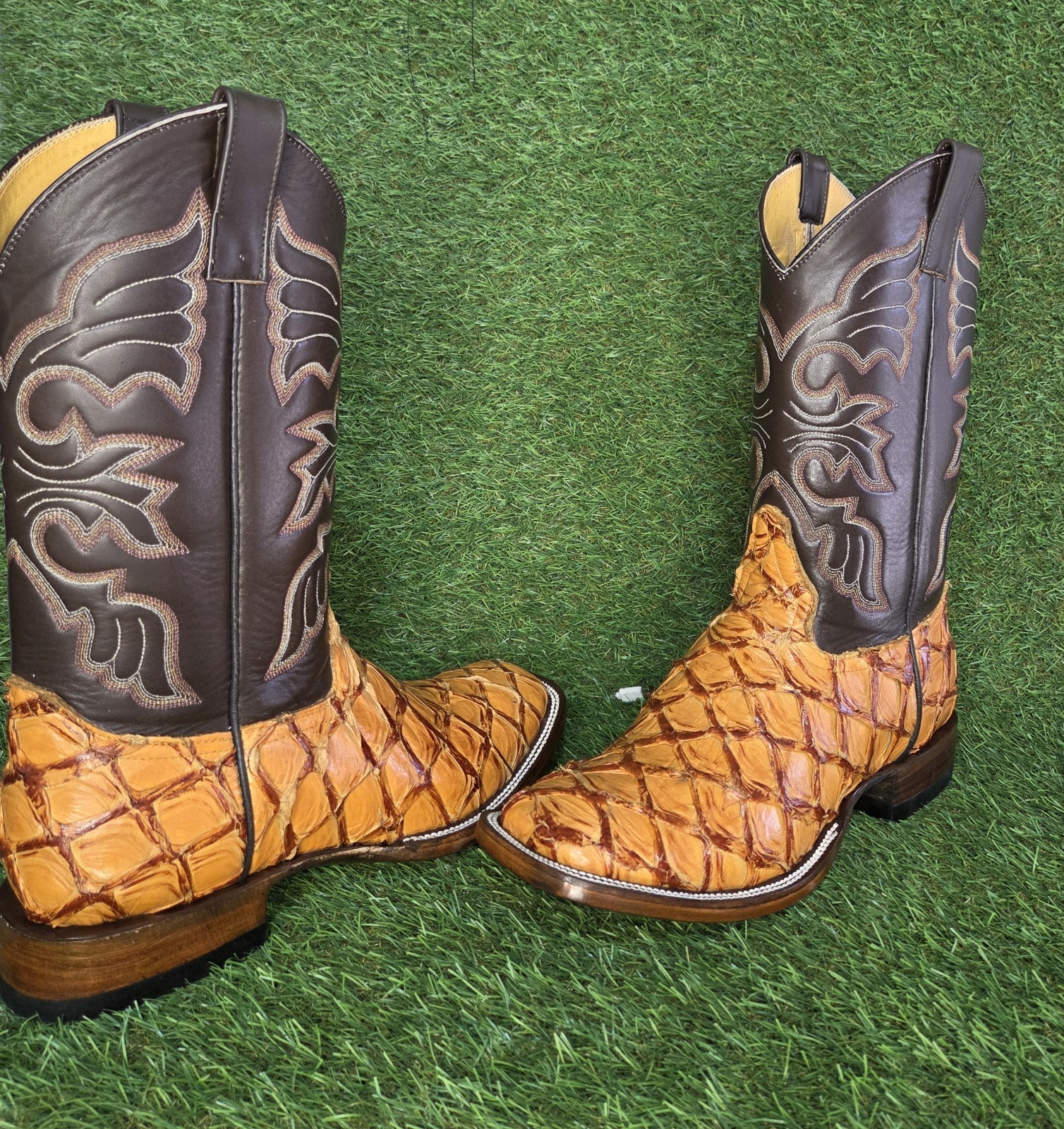 mens new 100% original arapaima pirarucu fish cowboy boots all sizes available