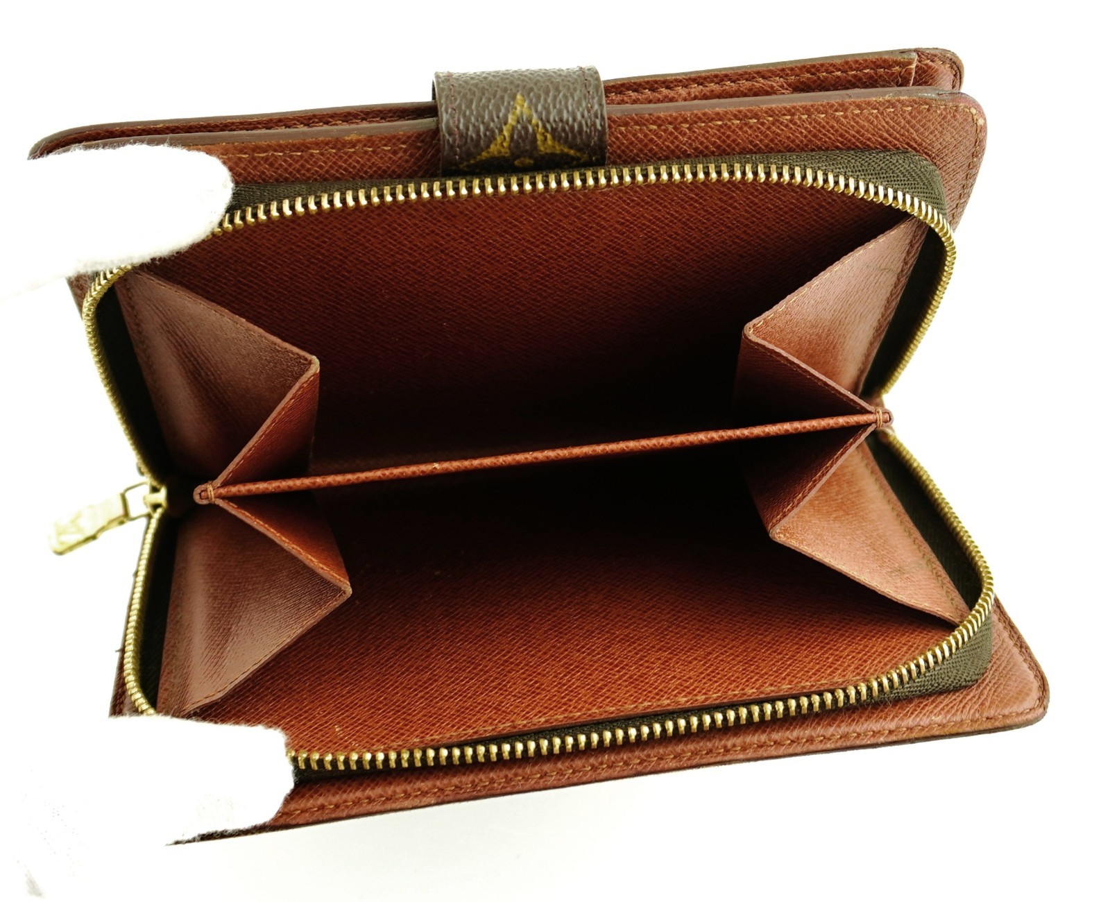 Authentic LOUIS VUITTON LV Monogram Canvas Leather Zippy Passport Clutch Wallet