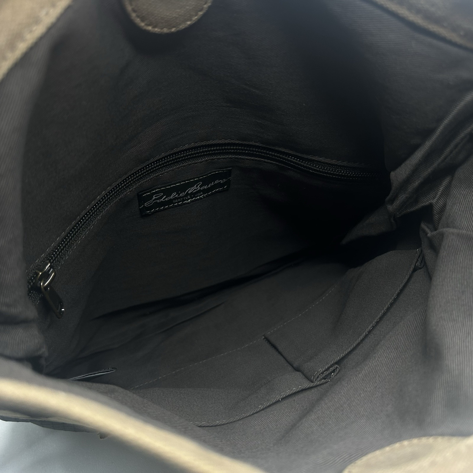 Sporty EDDIE BAUER Brown Canvas/Nylon Crossbody Foldover Bag