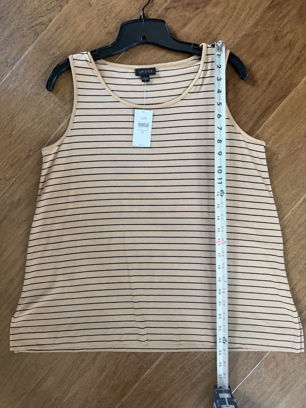 NWT ~ J Jill Wearever Collection Size Medium Camel and Black Striped Tank Top