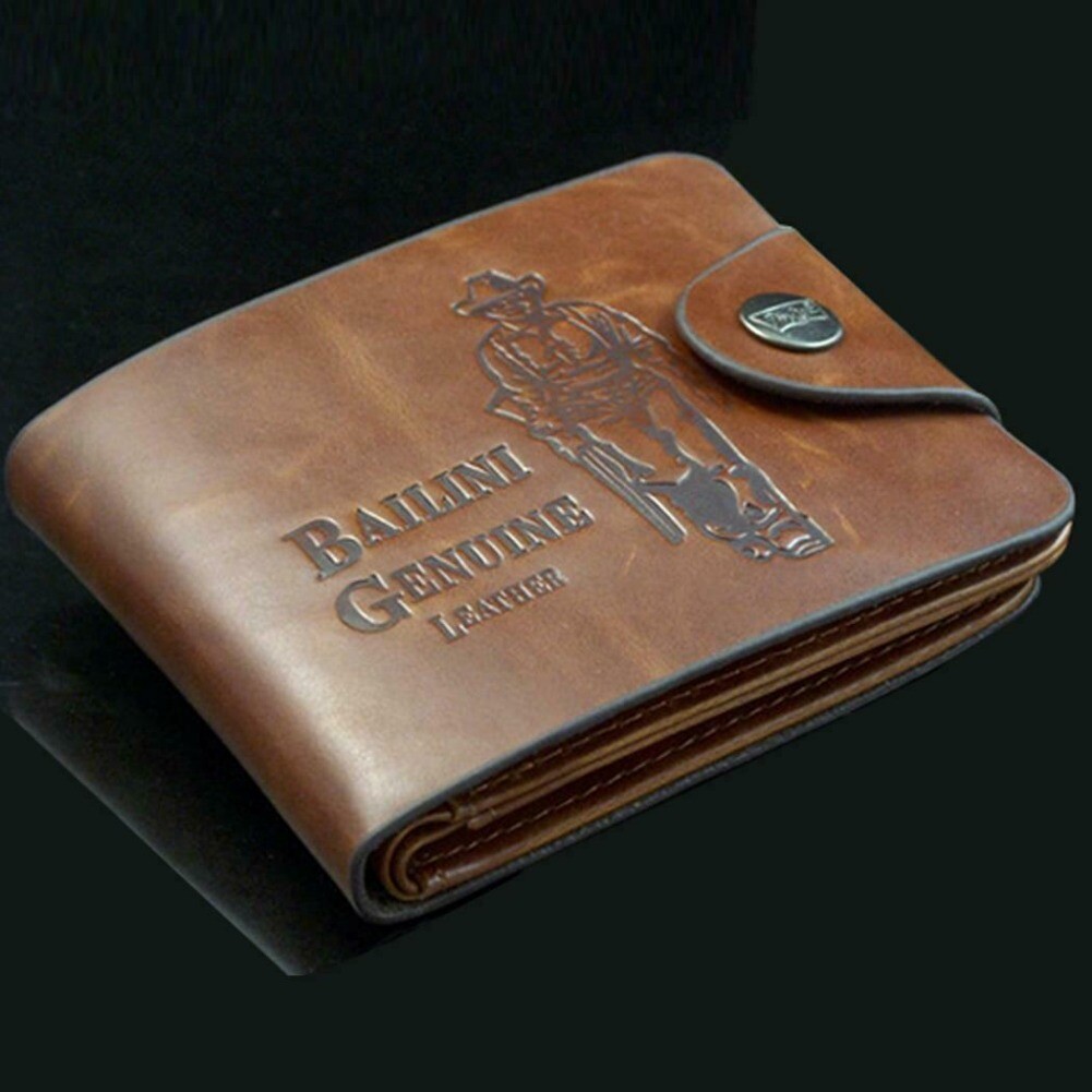 Men’s Leather Bifold Wallet ID Credit Card Holder Money Coin Purse With Hasp US