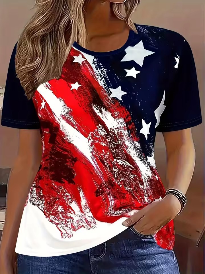 USA America 250th Anniversary Patriotic 4th of July T Shirts Tops for Women