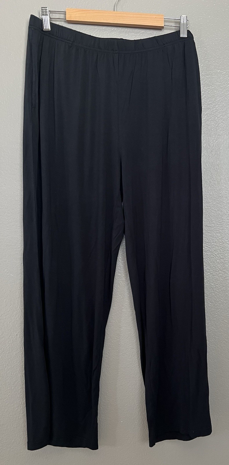 WiWi Bamboo Wide Leg Pockets Pajamas Pants Women XL Black 95% bamboo/5% spandex
