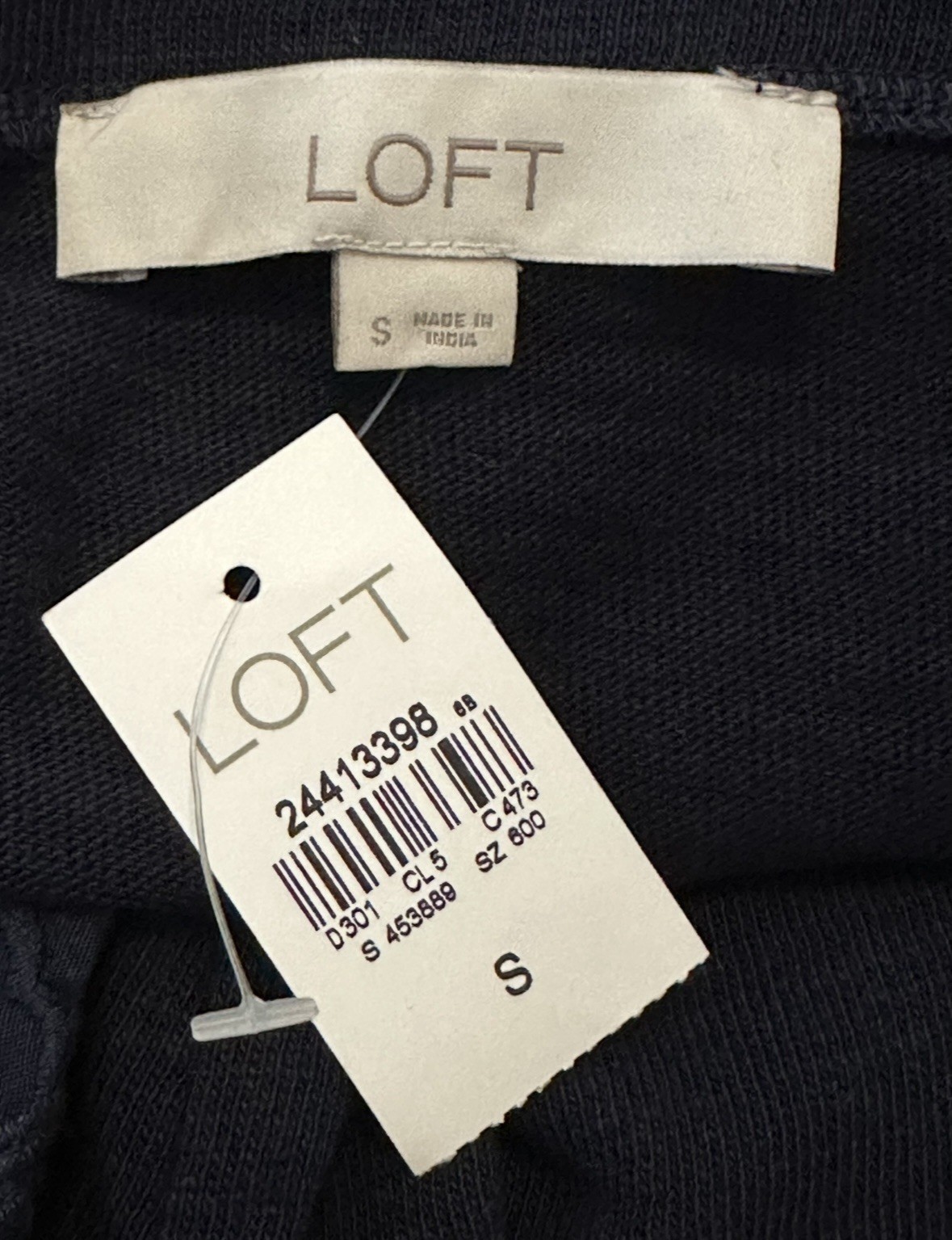 Loft Shirt Top New NWT Small Navy Blue Eyelet Sleeve Casual Fall Winter