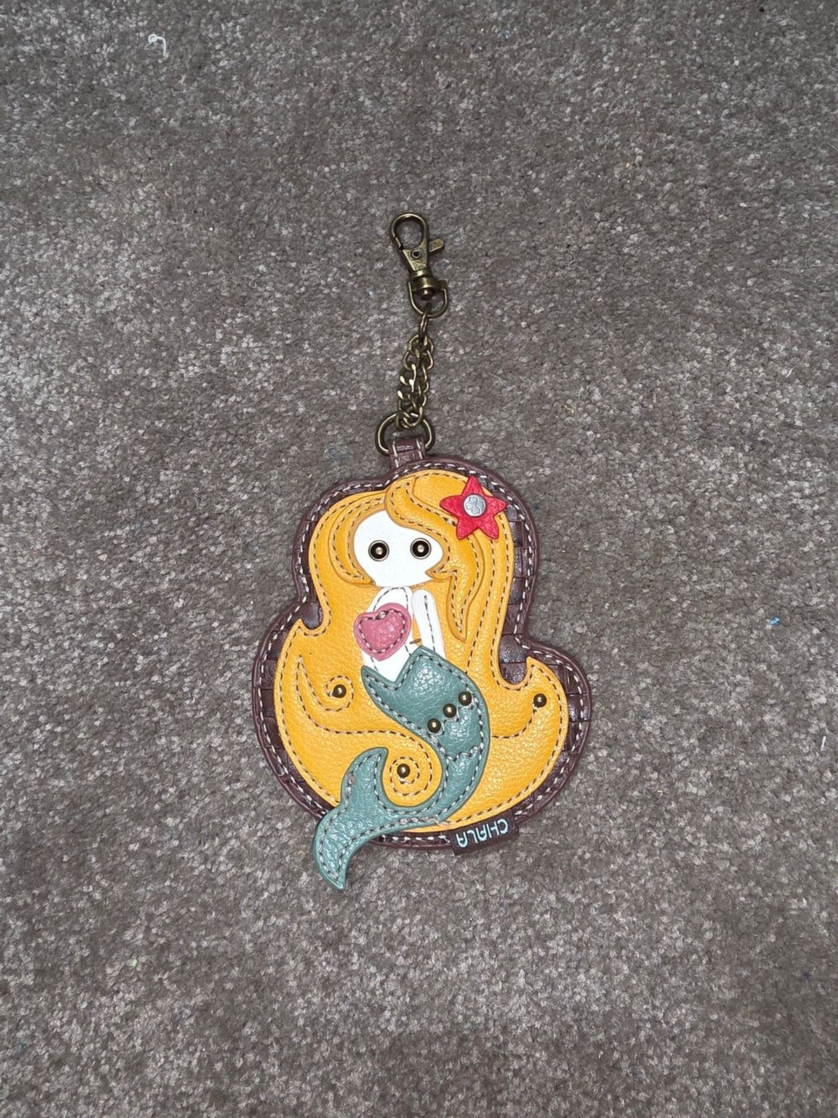 NWOT Chala Yellow and Teal Mermaid Keychain Charm