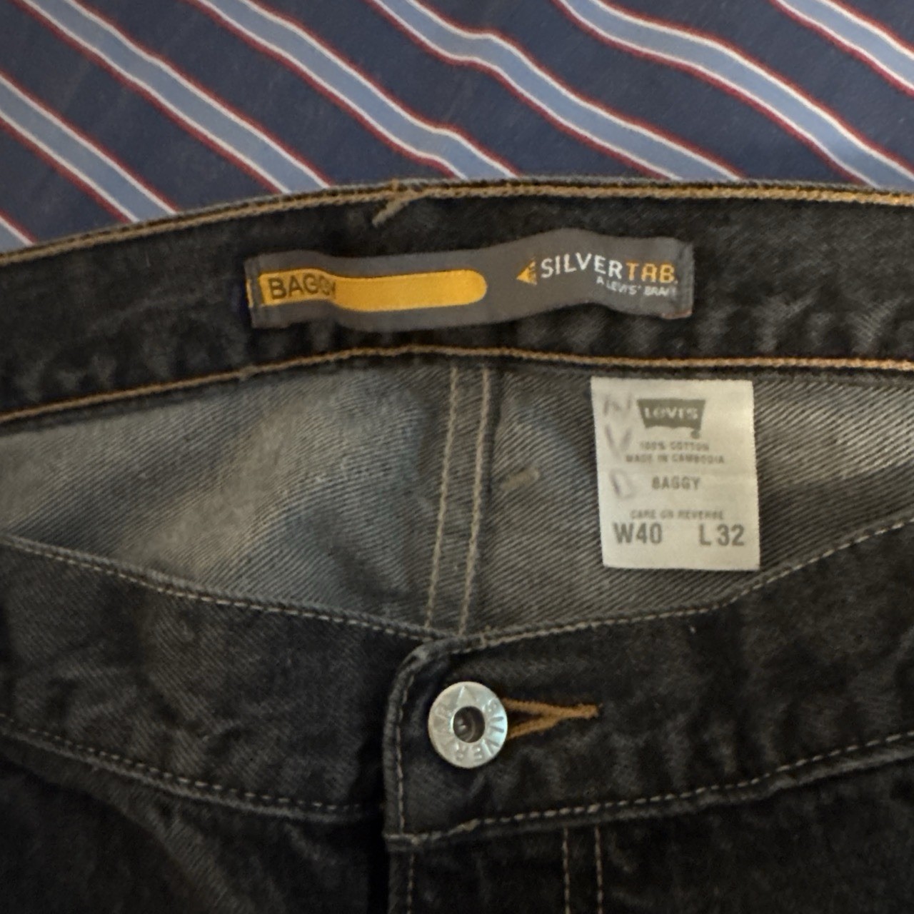 Vintage Levi’s SilverTab Baggy Jeans Mens 40×32 Black Faded 90s Skate Grunge Y2K