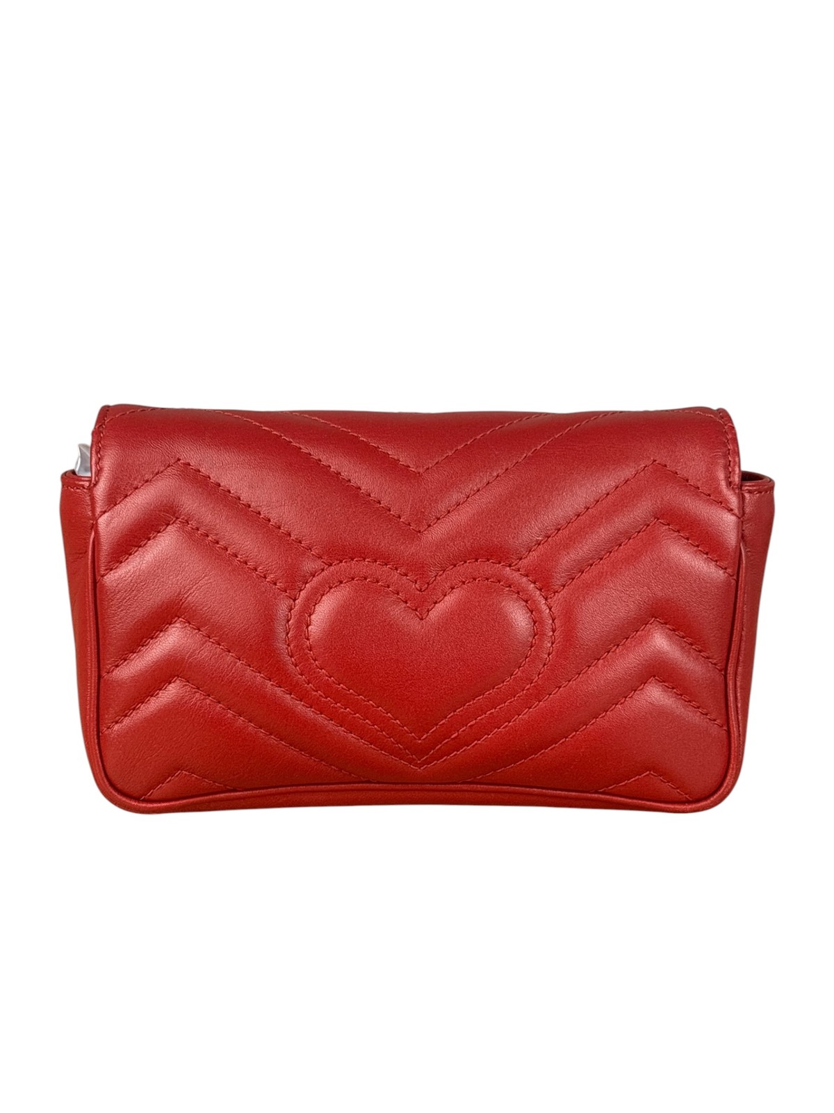 Size OS – Gucci Red Chevron Quilted Matelasse Mini Leather Shoulder Bag / Pre-Ow