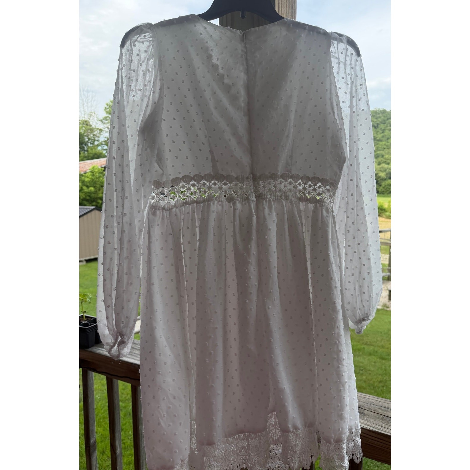 Fariycore Boho Coquette Cottagecore SHEIN White Swiss Dot Lace Mini Dress L