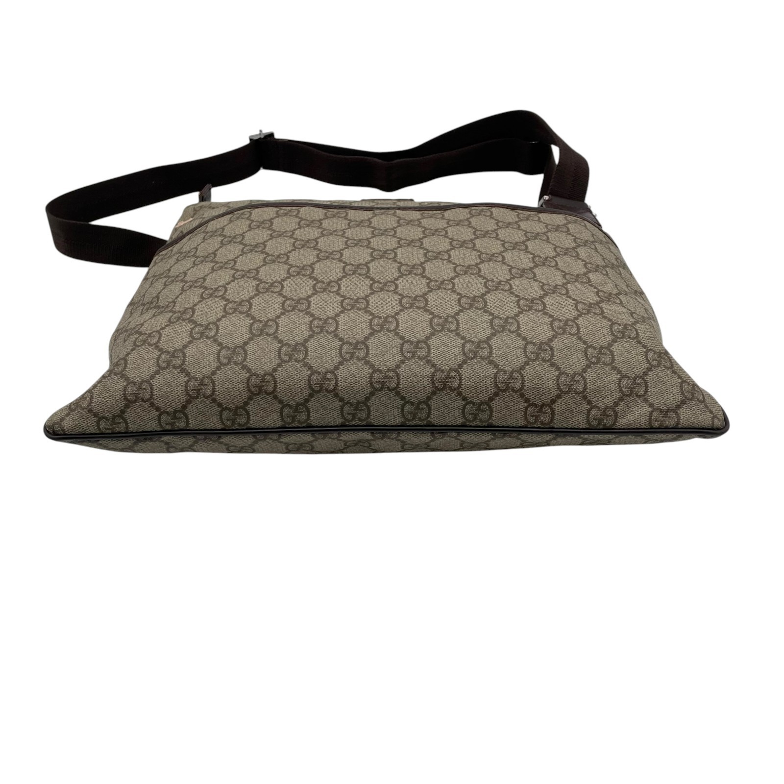 Authentic GUCCI GG Supreme Shoulder Bag PVC Leather Beige Brown Classic Men