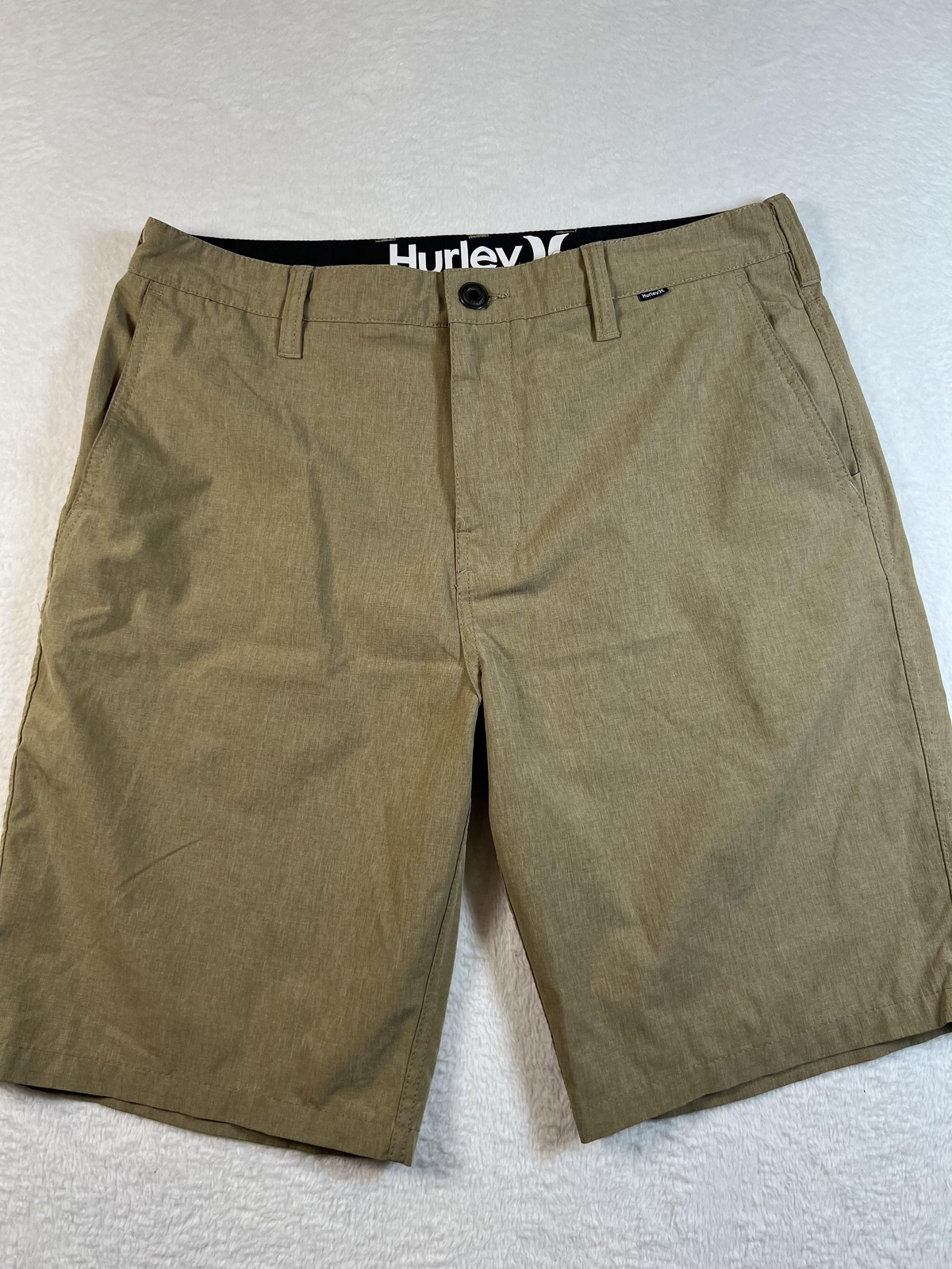 Hurley Phantom Shorts Mens 32 Beige 11 In Inseam Hybrid Chino Stretch Casual