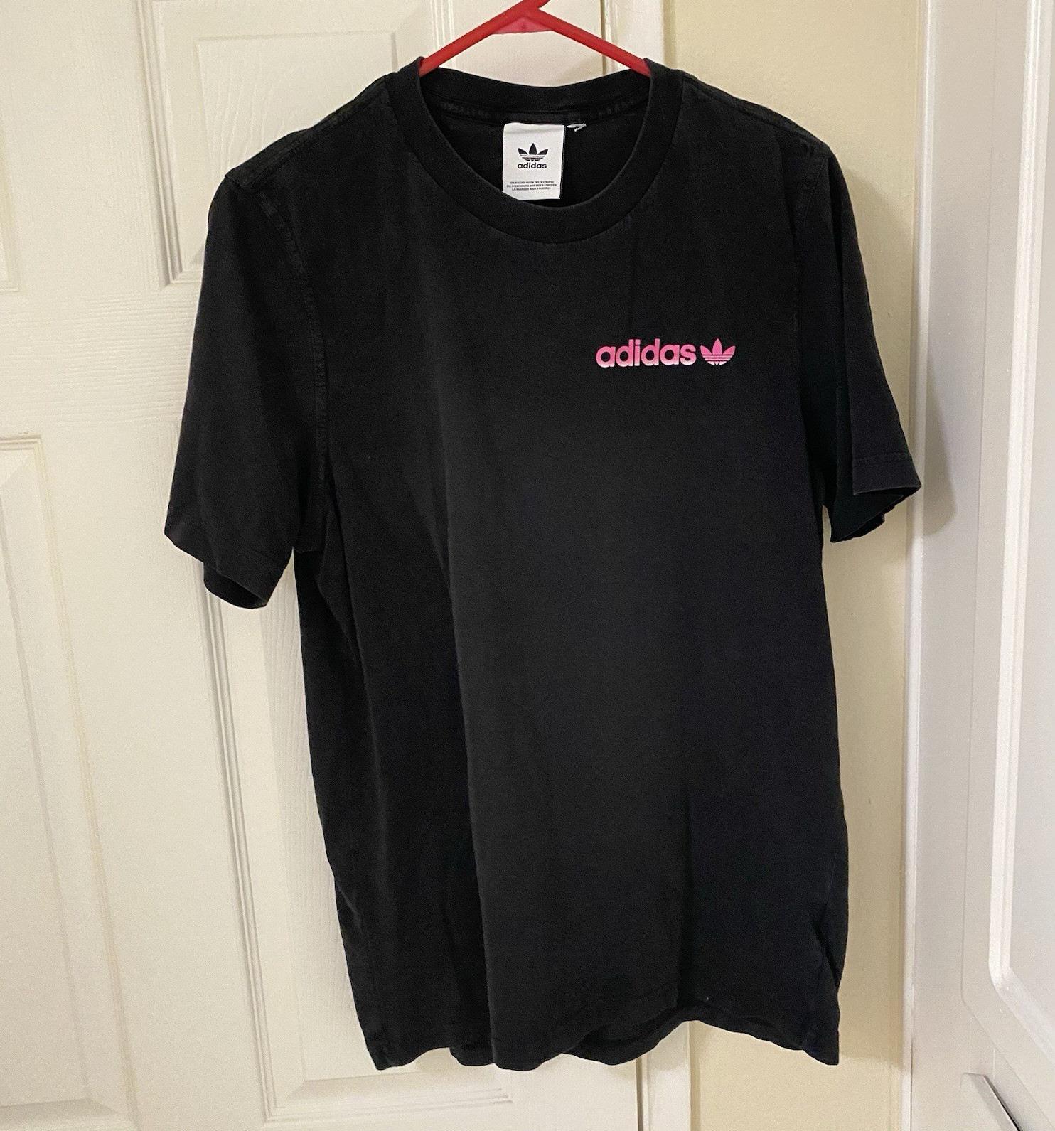 adidas Originals Trefoil Men’s Black Graphic Logo Tee S Crew Neck Short