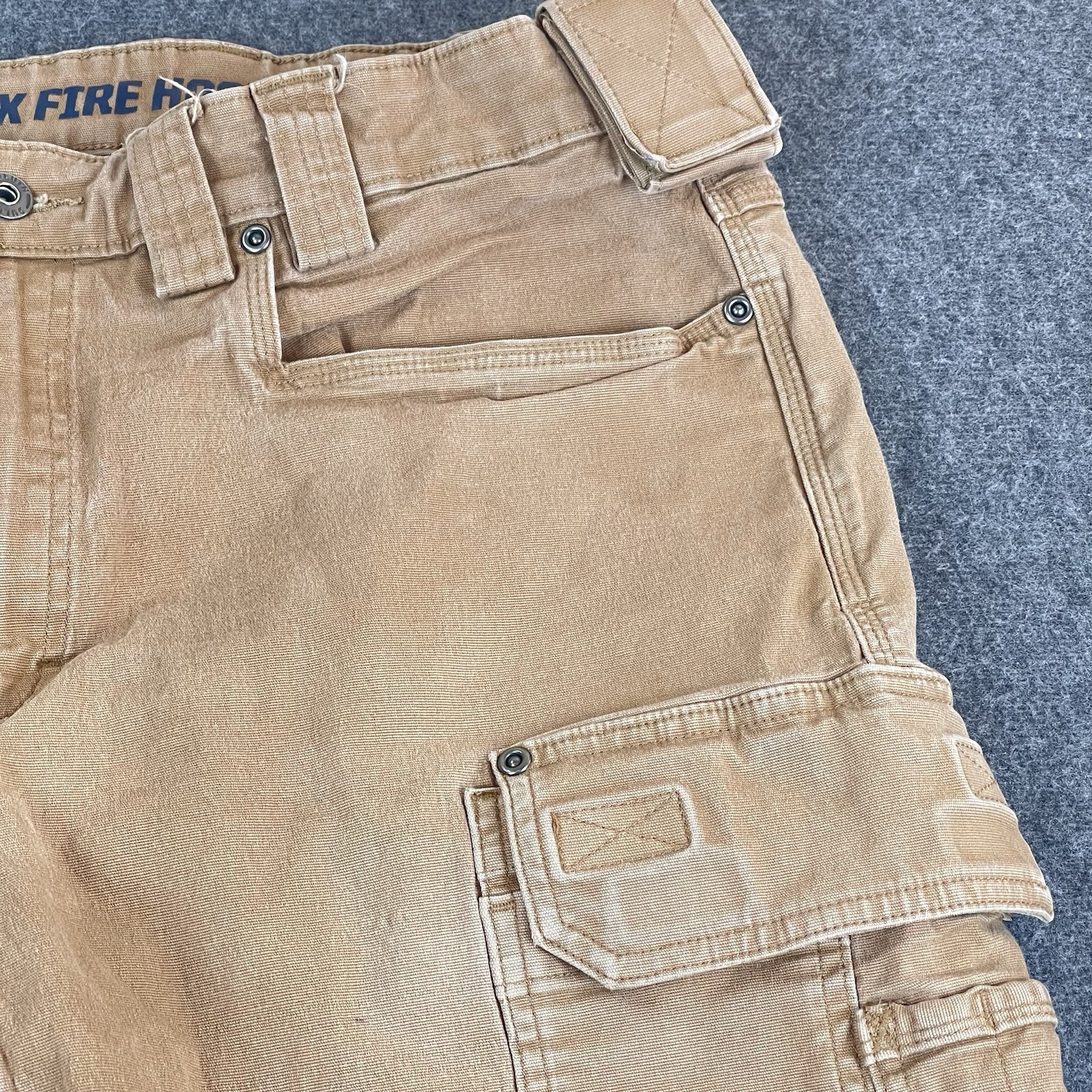 Duluth Flex Fire Hose Ultimate Relaxed Fit Cargo Work Pants Mens 36×34 Brown Tan