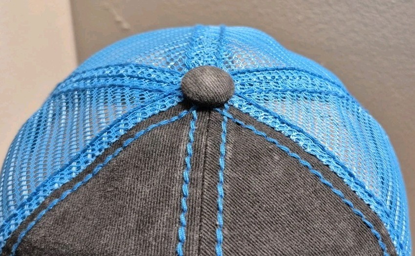 Korn Hat Distressed Ball Cap Hat Black & Neon Blue Mesh Hat