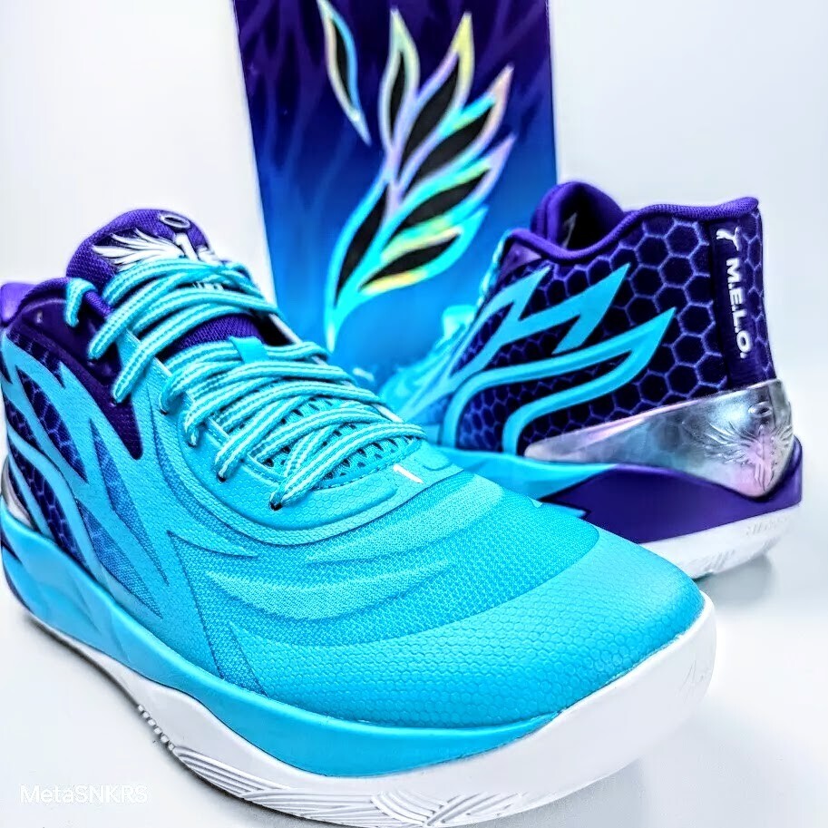 Puma MB.02 US 14 Men’s Purple Blue White Basketball LaMelo Ball 379779 01 New