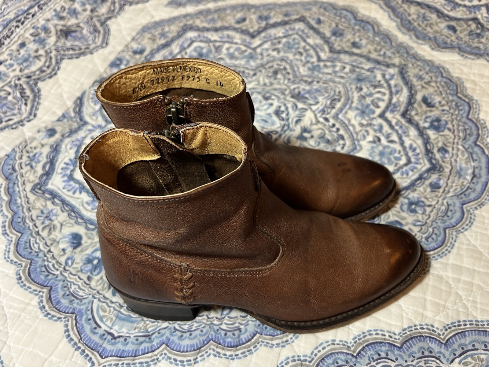 Frye Women’s Brown Leather Ankle High Boots Size 6.5, Made In Mexico