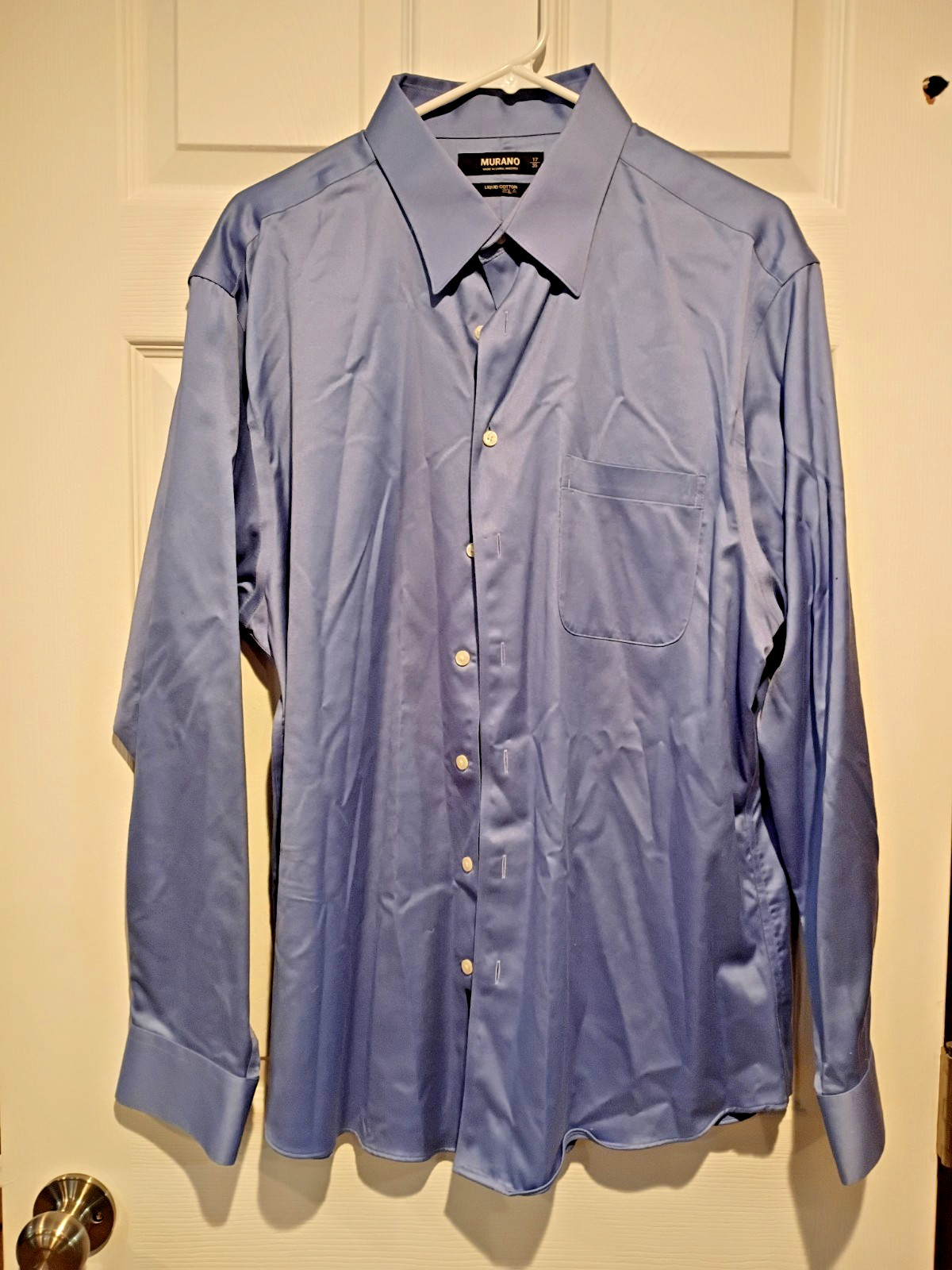 MURANO men’s liquid cotton blueish purple button up shirt Size 17/35