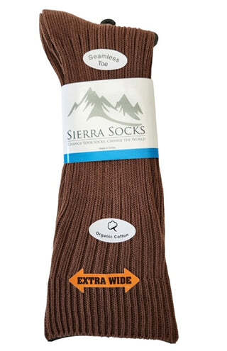 Men’s Organic Ribbed Cotton Crew Socks, Classic Colors with Wide Cuff for Dad