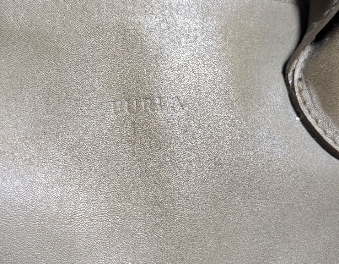 Furla Green Khaki Leather Shoulder Bag Women Double Handle 10.6×8.3×5.1 in