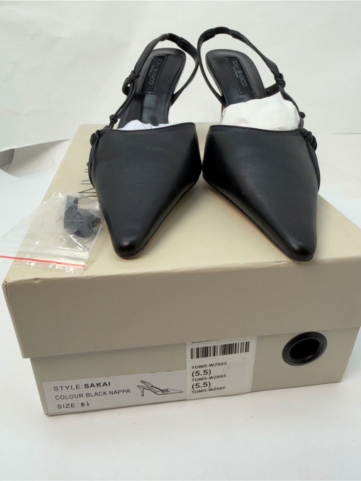 Tony Bianco Sakai Slingback Pump in Black Nappa mid kitten heel pointed toe