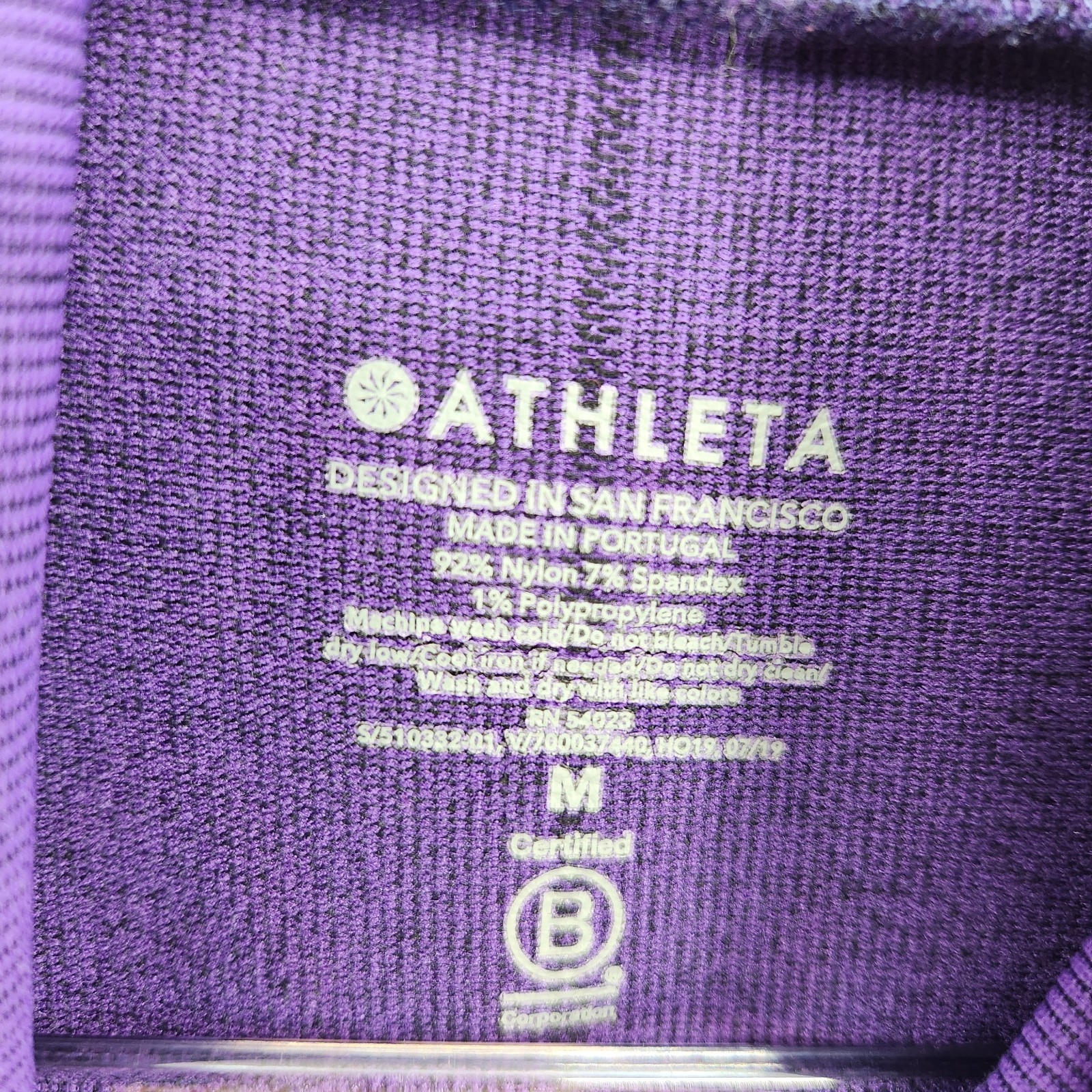 Athleta Flurry Downslope Turtleneck Top Womens Size Medium Purple Ribbed