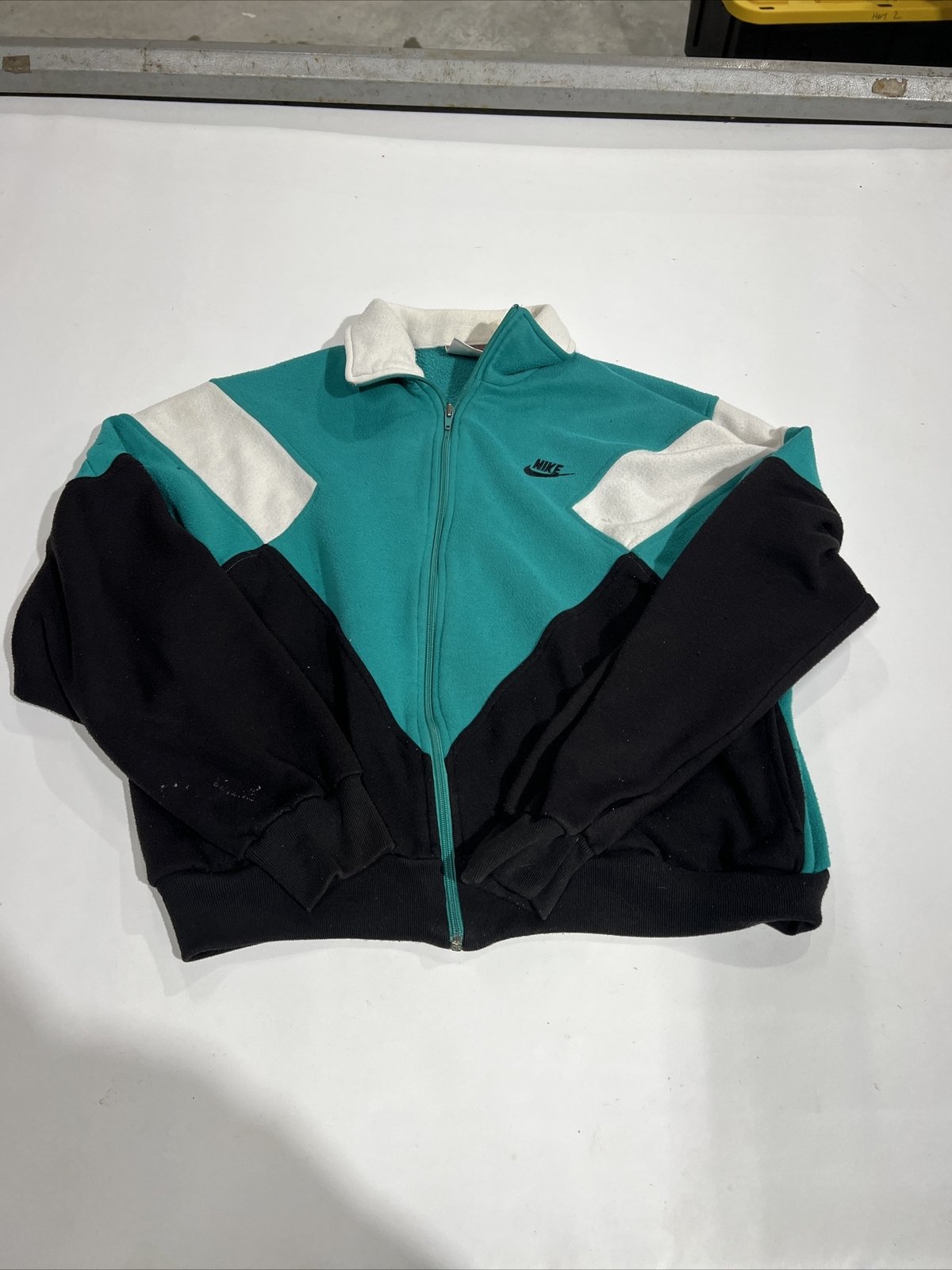 Vtg Nike Zip Up Sweater 90s Color Block Sz M Grunge Hip Hop Hipster Fashion
