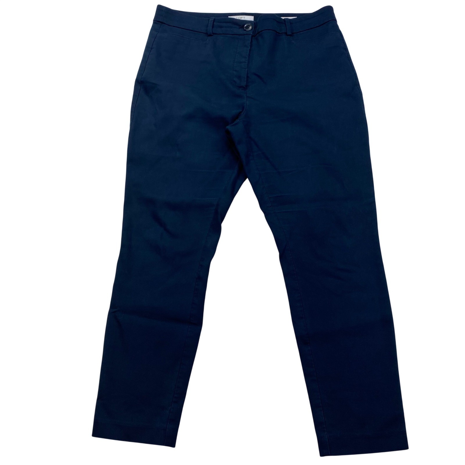 Loft The Sutton Skinny Pants Womens 12 Navy Blue Mid Rise Stretch Trousers