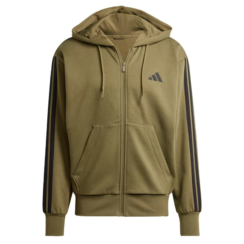 adidas men Essentials 3-Stripes Fleece Hoodie